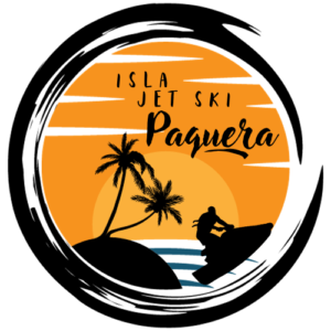 logo de la pagina con nombre, palmeras, jet ski